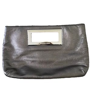 Michael Kors Silver/Gray Leather Purse/Clutch